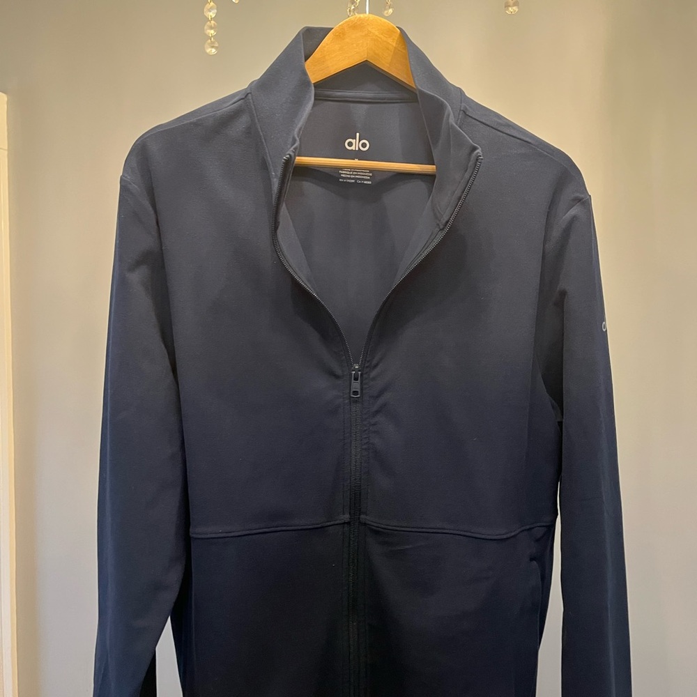 ALO Yoga Conquer Max Midnight Navy Blue Full Zip Jacket
